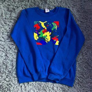 blue graphic sweater